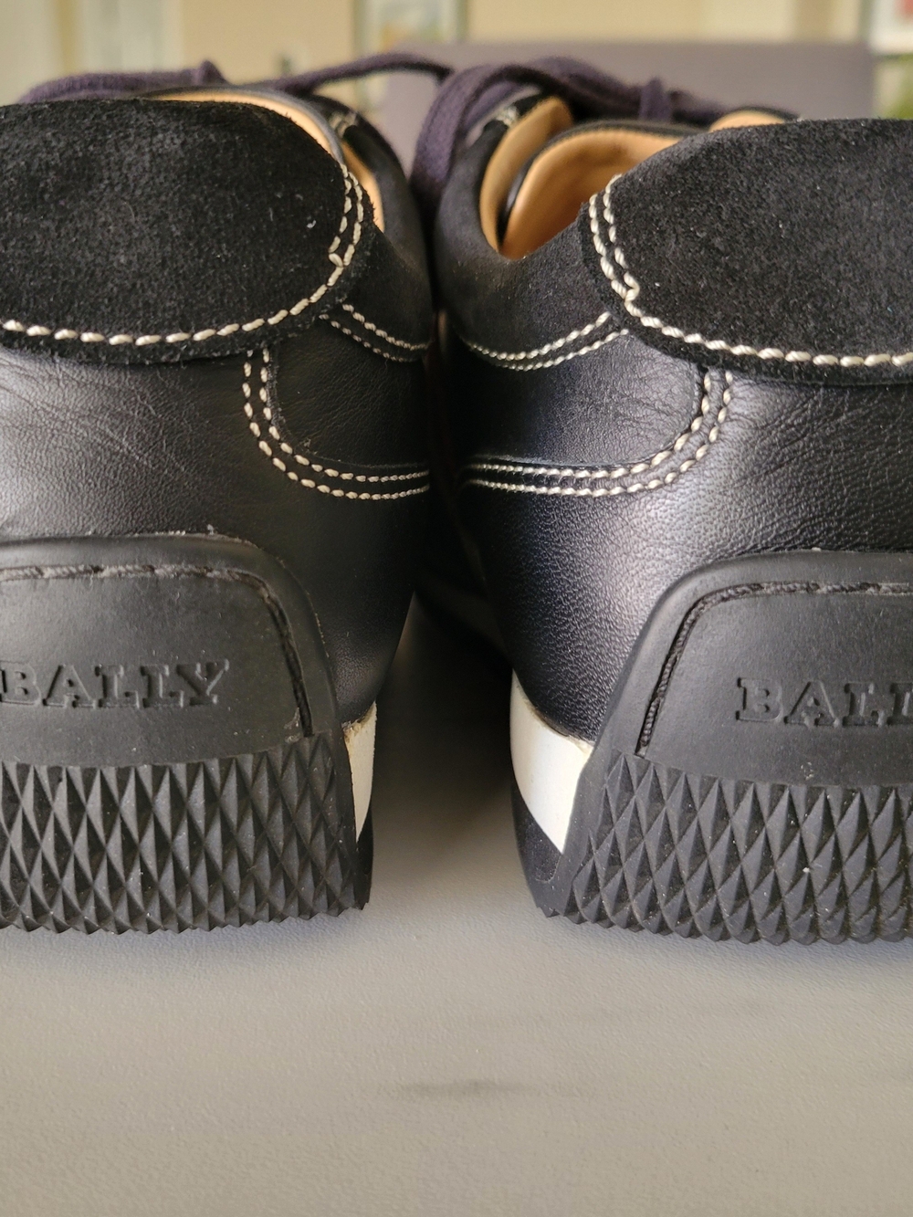 Bally Alexane Black Leather Suede Low-Top Sneakers EU 37.5 US 7 Womens Excellent - Picture 4 of 15